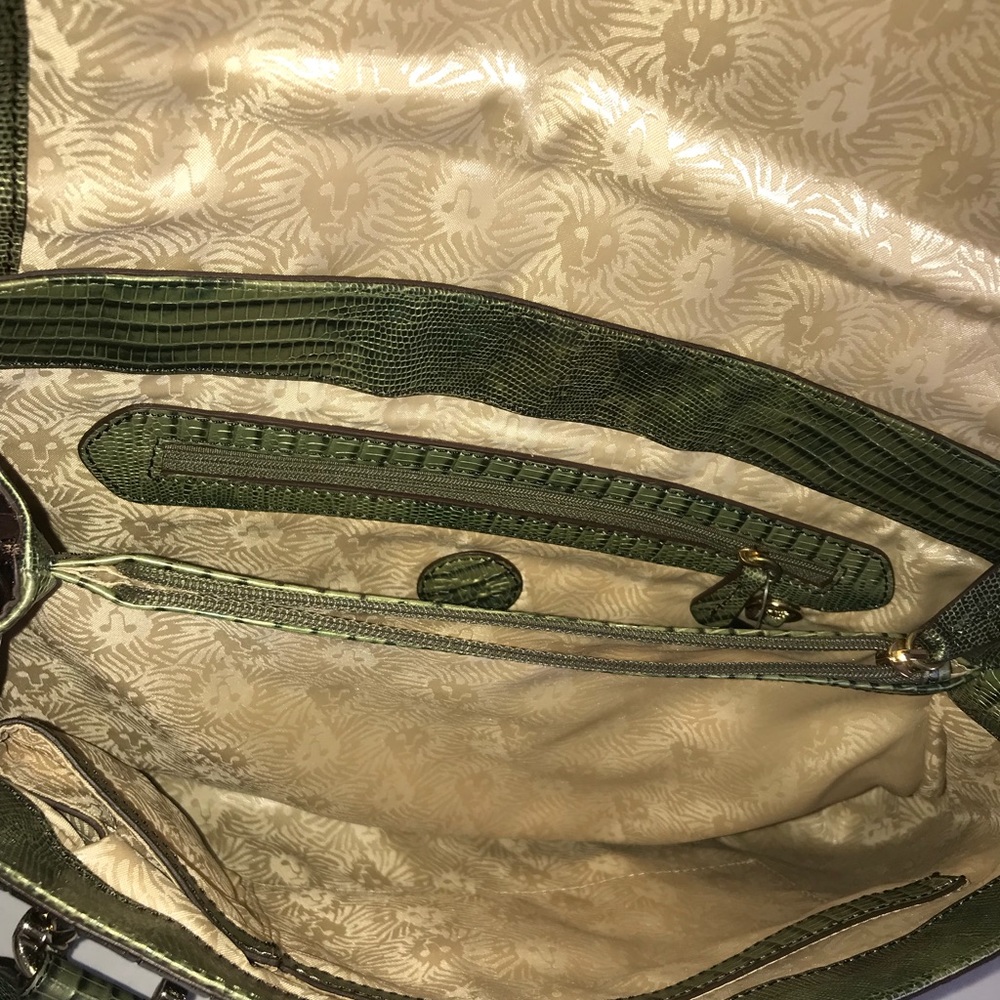 Anne Klein drk brown & green leather purse - Picture 4 of 5